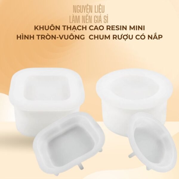 Khuôn Thạch cao – Resin mini hình vuông/hình tròn/chum rượu có nắp