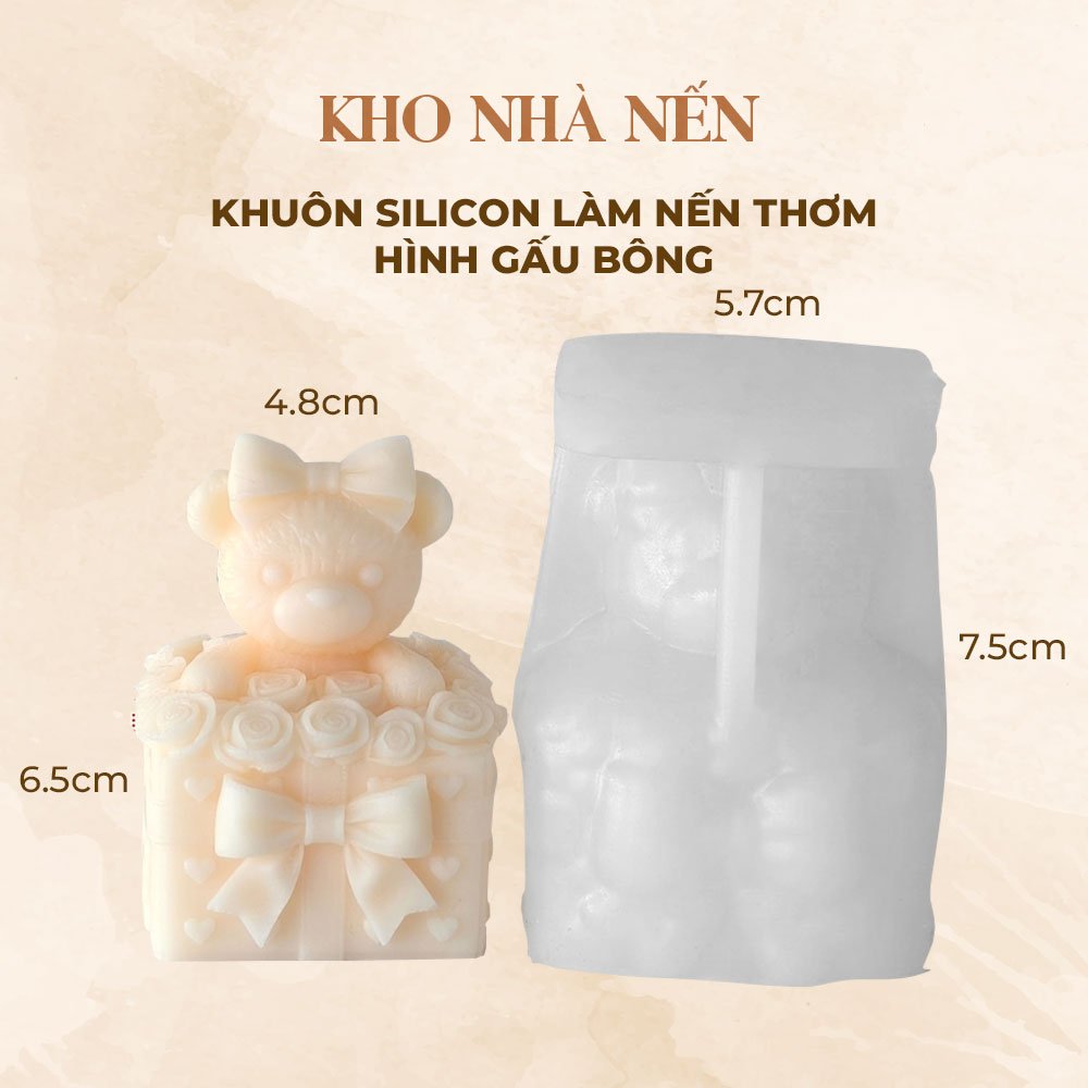 KHUÔN SILICON LÀM NẾN HÌNH GẤU BÔNG