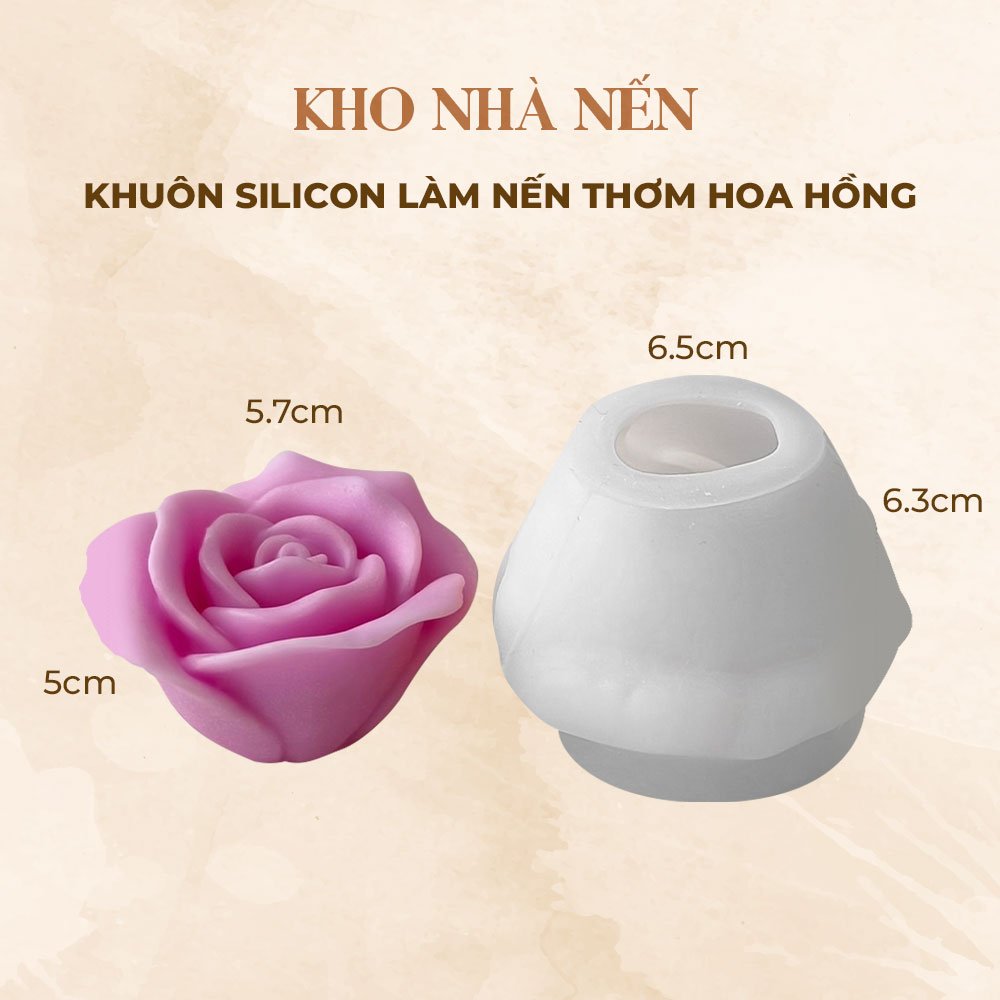 KHUÔN SILICON LÀM NẾN THƠM HOA HỒNG