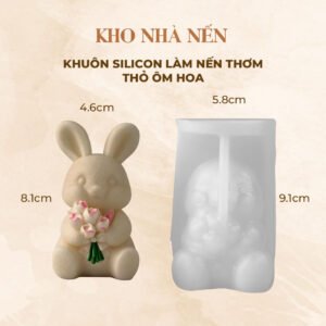 KHUÔN SILICON LÀM NẾN THƠM THỎ ÔM HOA