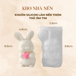 KHUÔN SILICON LÀM NẾN THƠM THỎ ÔM TIM 1