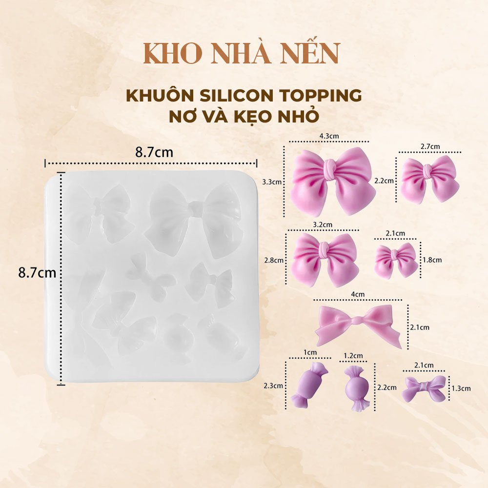 KHUÔN SILICON LÀM TOPPING NƠ VÀ HOA NHỎ