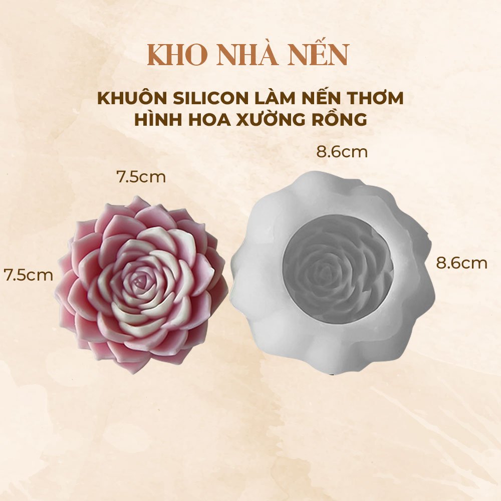KHUÔN SILICON LÀM NẾN THƠM HÌNH HOA XƯƠNG RỒNG